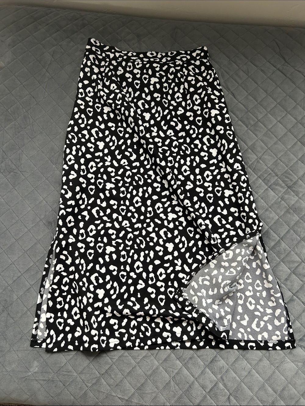 Amazon Black and White Animal Print Midi Skirt